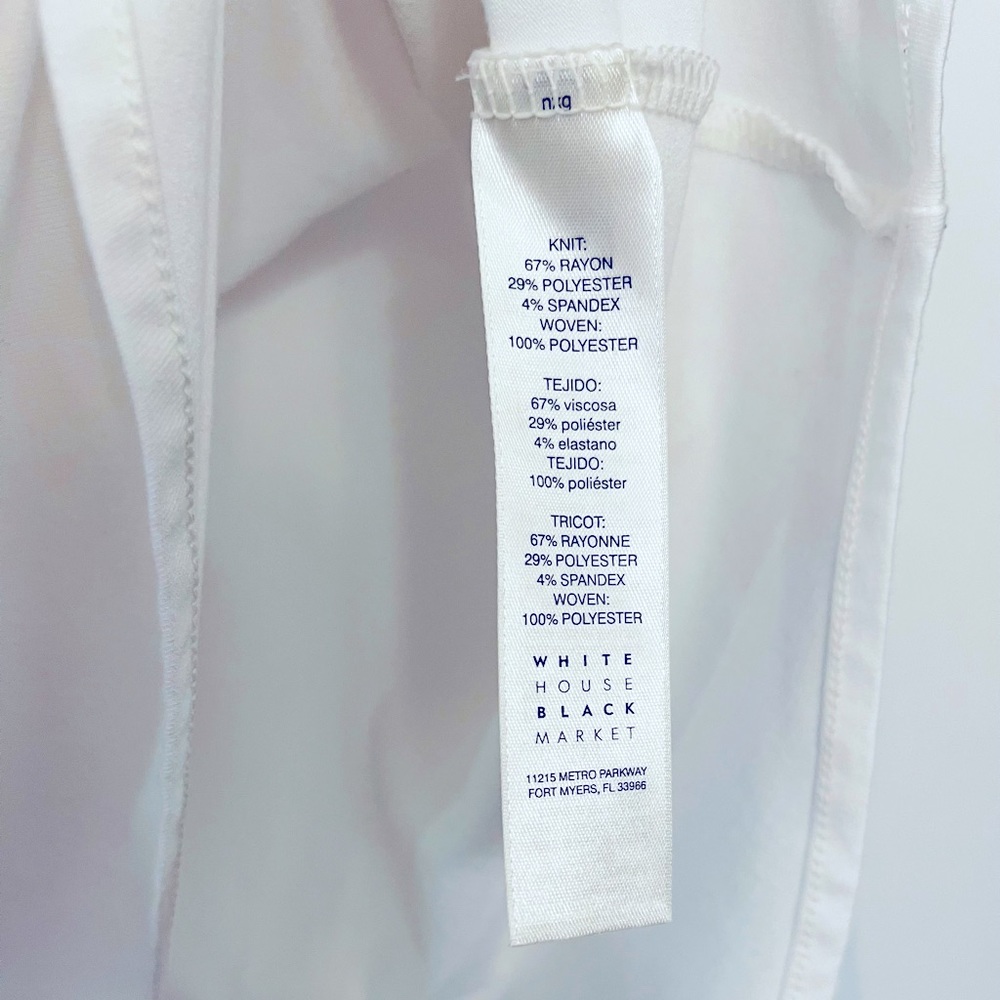 creamy white fluid good quality v neck button front tab sleeve, professional top - Picture 10 of 16